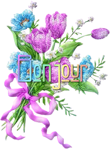 Gif animé bonjour bouquet de fleurs